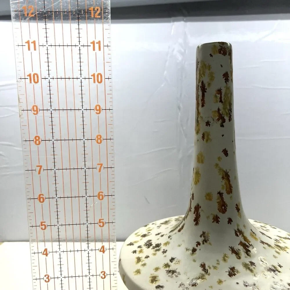 RARE MCM Vintage-1970s Speckled Vase w/ Tapered Neck-Pedestal -Orange/Brown 11”